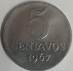 BRASIL 5 CENTAVOS 1967(used)