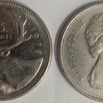 25 Cents Canada 1978 Elizabeth II D.G. Regina (USED)