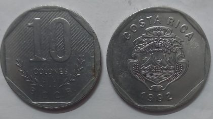 COASTARICA 10 Colones 1992 (used)