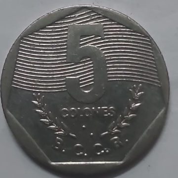 COASTARICA 5 Colones 1993 (used)