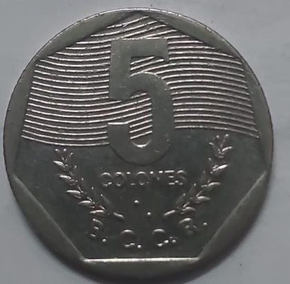 COASTARICA 5 Colones 1993 (used)
