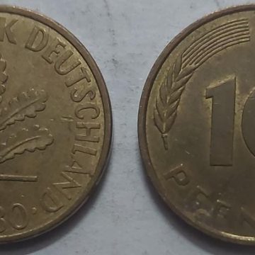 GERMANY 10  PFENNIG 1980 (USED)