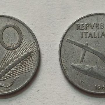 ITALY 10 LIRE 1965 Aluminium Coin (used)
