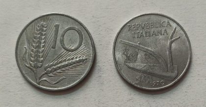 ITALY 10 LIRE 1970 Aluminium Coin (used)