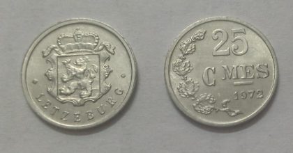 LUXEMBOURG 25 Centimes 1972 (UNC)