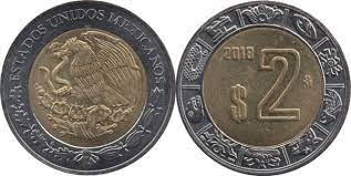 MEXICO 2 DOLLAR 2018(used)