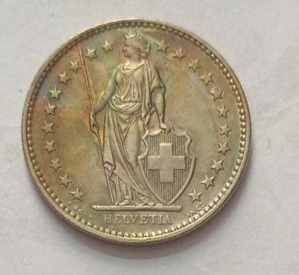 SWITZERLAND 2 France 1970  Confoedertio Helvetica  Coin(used) - Image 2