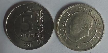 TURKEY 5 KURUS Coin 2011 (used)