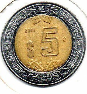 MEXICO 5 DOLLAR 2017(used)