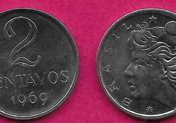 BRASIL 2 CENTAVOS 1969(used)
