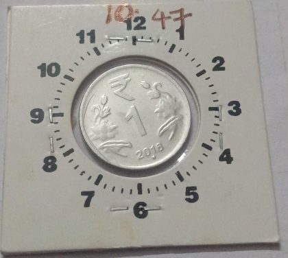 1 RUPEE 2016 NOIDA MINT 6.00 ROTATION ERROR COIN USED