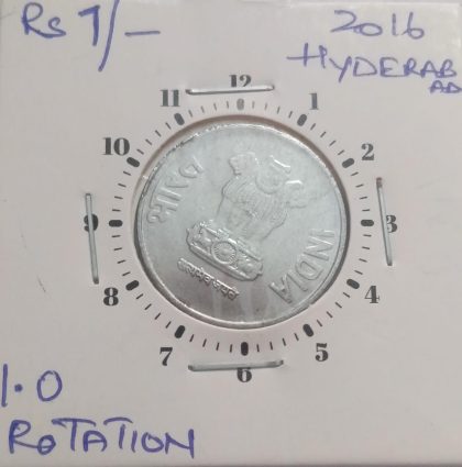 1 RUPEE 2016 HYDERABAD MINT 1 O'CLOCK ROTATION -ERROR COIN UNC