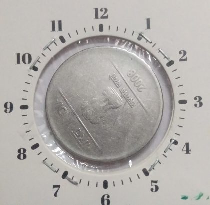 2 RUPEES 2008 CALCUTTA MINT 8.00 ROTATION ERROR COIN USED