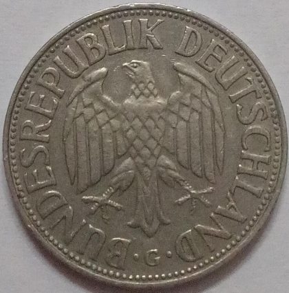 GERMANY Deutsche 1 MARK 1968 (USED) - Image 2