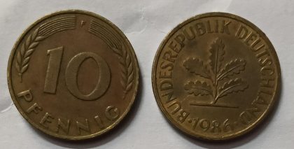 GERMANY 10  PFENNIG 1986  (USED)