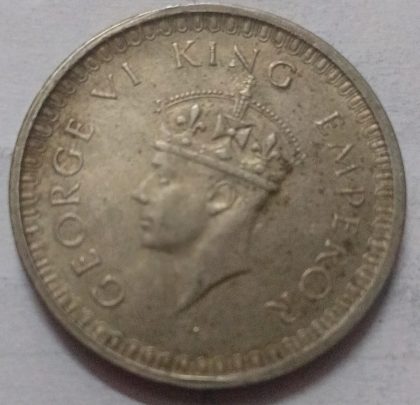 KING GEORGE VI- 1 RUPEE INDIA 1942 SILVER COIN (USED) - Image 2