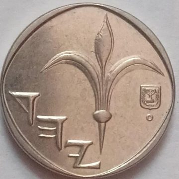 Israel 1 sheqel coin 1986 used