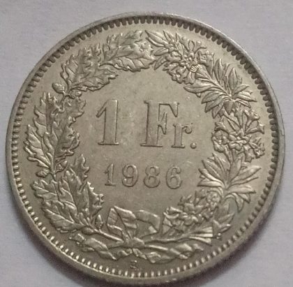 SWITZERLAND 1 Fr.  1986 Helvetia (used)