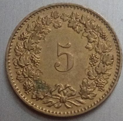 SWITZERLAND 5 Rappen1983 Coin (used) - Image 2