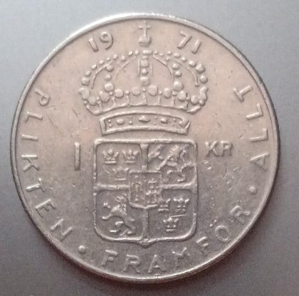 SWEDEN 1 KRONA 1971 Coin(used)