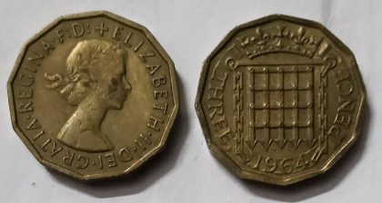 UK 3 Pence Coin 1964 (USED)
