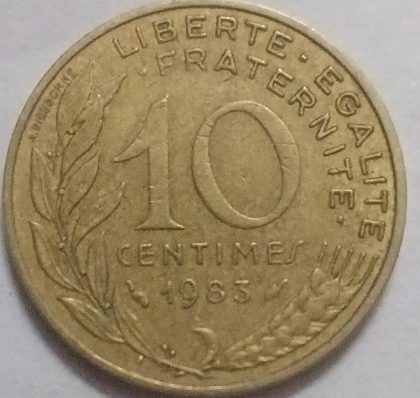 10 Centimes 1983 Liberte Egalite Fraternite (used)