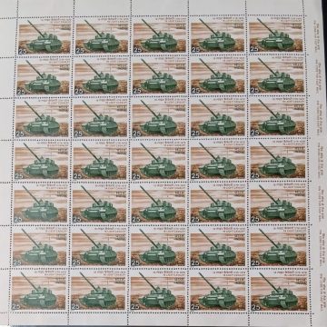 16th Light Cavalry Regiment. Military, Defence, Regiment, Armoured Corps, Vijayant Tank, Bicentenary, Rs.25p- MNH (Stamp Full Sheets - 35stamps)