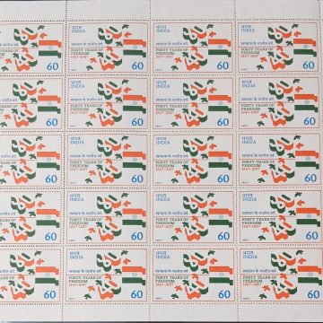 Flag Stylised Birds & 40  in English & hindi Rs.60p- MNH (Stamp Full Sheets - 40stamps)