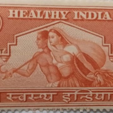 HEALTHY INDIA CHARITY LABELS 1950 - 4 ANNAS MNH STAMP