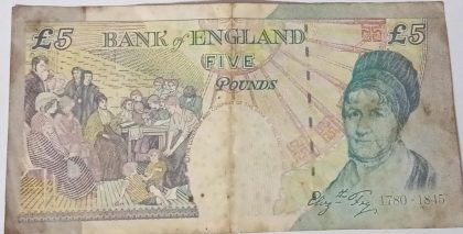 ENGLAND Currency 5 POUNDS 2016 (Used) - Image 2